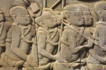 Bayon temple, bas relief, Angkor site, Cambodia (photo)