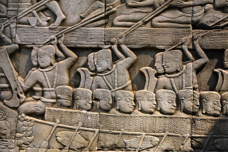 Bayon temple, bas relief, Angkor site, Cambodia (photo)