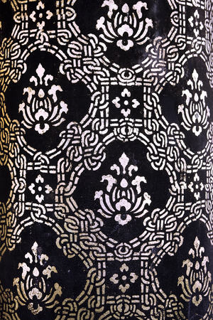 Laos, Luang Prabang, temple, Vat Mai, detail of facade columns (photo)