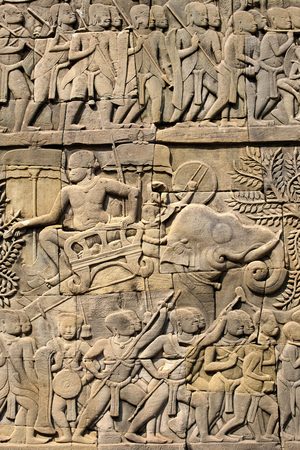 Bayon temple, bas relief, Angkor site, Cambodia (photo)
