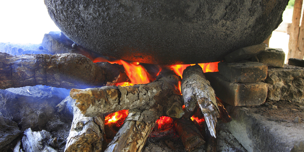 Dende oil cauldron production, Bahia State, Brazil (photo)