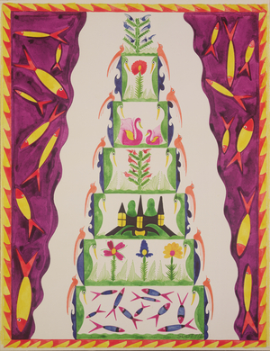 Composition with Birds and Fish  (w/c on paper)