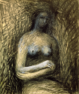 Sitting Female Figure, 1980 (drawing on paper)