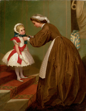 Miss Lily's Carriage Stops the Way, 1866 (pair of 75157) (oil on canvas)
