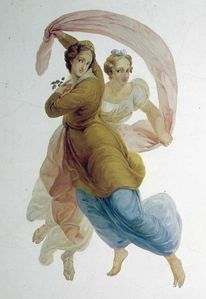 Two Graces, wall panel in the Porcelain Room, c.1822 (painted scagliola) (detail of 92642)