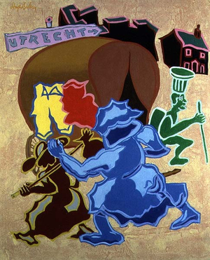 'The Inn at Utrecht', illustration no. 10 to 'Mother Courage' by Bertolt Brecht (oil on canvas)