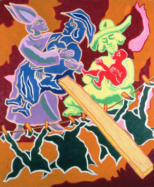 'The Chaplain and Mother Courage', illustration no. 6 to 'Mother Courage' by Bertolt Brecht (oil on canvas)