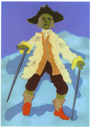 Dr. Pangloss, illustration to Chapter 4 of 'Candide' by Voltaire (1694-1778) (collage)