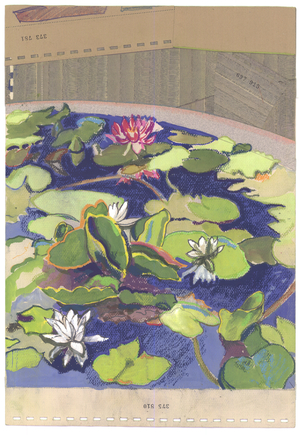 Waterlily pond, Botanischer Garten, Zurich, 1980s (chalk pastels on paper)