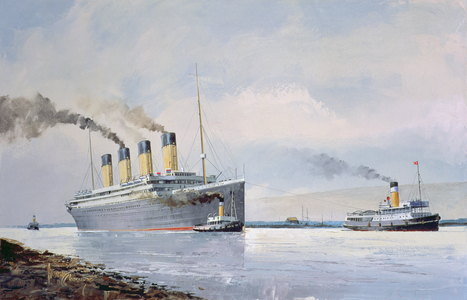 The Titanic Departing from Belfast, 2nd April 1912, 1996 (oil on canvas)