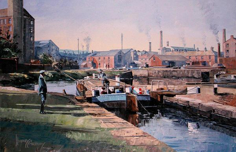 Brighouse Basin Calder and Hebble (oil on canvas)