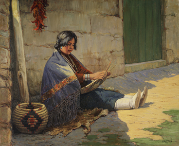 Hopi basket-maker (oil on canvas)