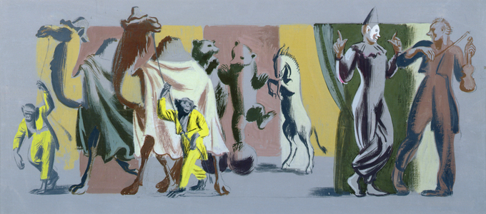 Circus figures (gouache on board)