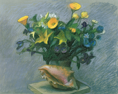 Conch & Flowers, 1989 (pastel & chalk on paper)