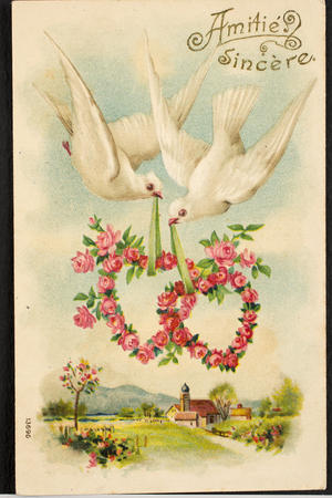 Old postcard/Amities sinceres/Dove