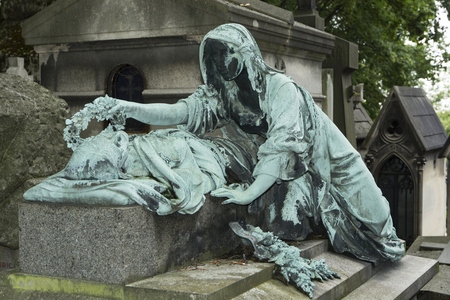 Tomb the last Farewell Moreau-Vauthier family work of sculptor Augstin Moreau-Vauthier, Pere Lachaise cemetery, Paris (photo)