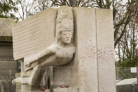Lipstick kisses on the tomb of Oscar Wilde, Pere Lachaise cemetery, Paris (photo)