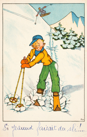 Old postcard/If Jeannot was skiing