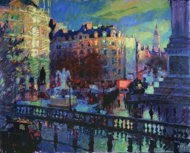 Trafalgar Square, January Evening (oil on canvas)