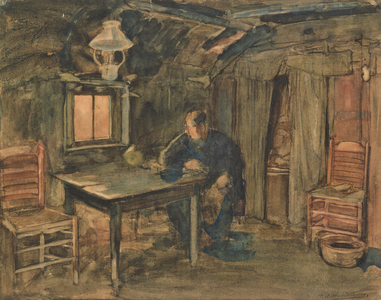 Hannes Van Nistelrode Seated in His Farmhouse, 1904 (w/c on paper)