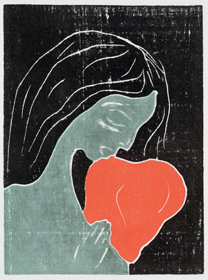 Woman with a dog (litho)