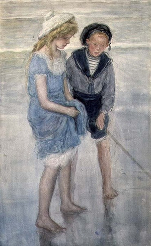 Children paddling at Scheveningen (w/c)