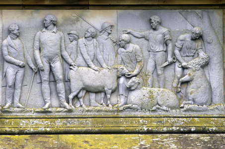 Detail of the relief from the base of the Leicester Monument, by John Henning (1771-1851) 1845-48, Holkham Hall, Norfolk (photo) 