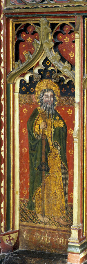 St. James the Greater, detail of the rood screen, St. Agnes Church, Cawston, Norfolk, UK (tempera on wood)