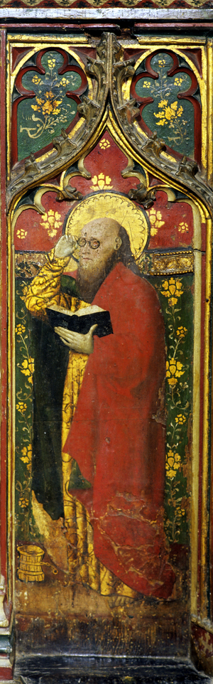 St. Matthew, detail of the rood screen, St. Agnes Church, Cawston, Norfolk, UK (tempera on wood)