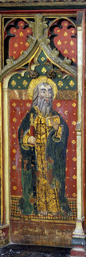 St. Paul with Sword, detail of the rood screen, St. Agnes Church, Cawston, Norfolk, UK (tempera on wood)