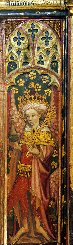 Principalities, one of the Nine Orders of Angels, Superior Hierarchy, detail of the rood screen, St. Michael's Church, Barton Turf, Norfolk, UK (tempera on wood) (see also 443814 to 443816, 443827 to 443830 and 443846 to 443850)