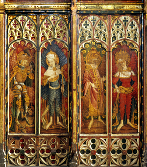 Powers, Virtues, Dominations and Seraphim, north screen, detail of the rood screen, St. Michael's Church, Barton Turf, Norfolk, UK (tempera on wood) (see also 443839 to 443845)