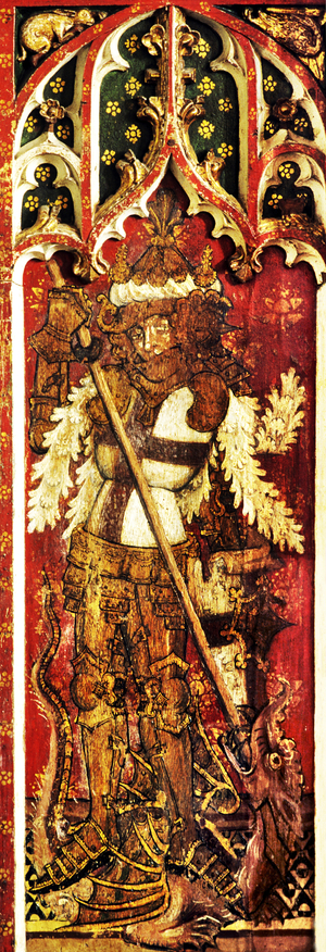 St. George and the Dragon, detail of the rood screen, All Saints Church, Filby, Norfolk, UK, c.1450 (tempera on wood)