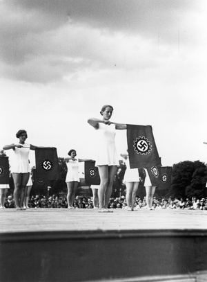 German Girls' League sports meeting, 1938 (b/w photo)