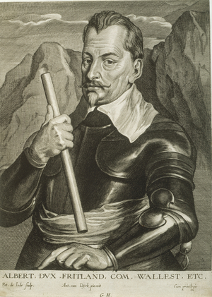 Portrait of Albrecht Wenzel Eusebius von Wallenstein, engraved by Pieter de Jode (1606-c.1678) printed by G.H., after 1625 (engraving)