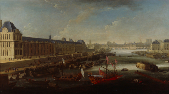 View of the Seine from the former Pont Barbier, Paris, 1668 (oil on canvas)