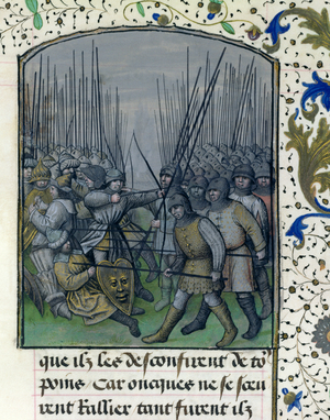 Ms 659 f.245 r. The Battle of Granada in 1343, 1477 (vellum)
