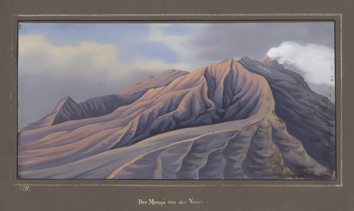 The North Side of the Merapi as seen from 4686 feet, November 1836, pl.VII from 'Topographischer und naturwissenschaftlicher Atlas zur Reise durch Java', by Dr. Fr. Junghuhn, Magdeburg, 1845 (colour litho)