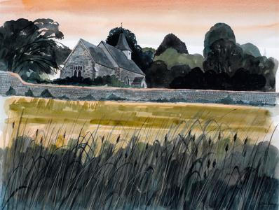 St Michael's Church, Litlington, Sussex (w/c & gouache)
