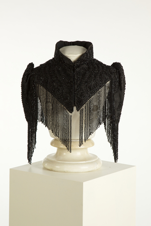 High-collared black pelerine or cape, c.1890-1900 (silk & jet)