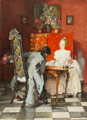 The Chess Players, or Black to Move, 1920 (w/c & gouache on paper)