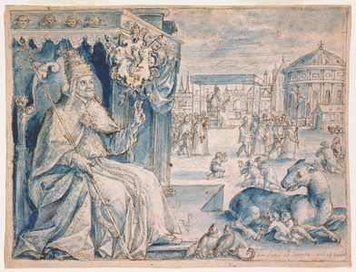 Pope Paul V (1552-1621) (pen & brown ink with blue wash on paper)