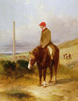 Nat Flatman (1810-60) on his Pony Before the Start of the 1844 Chesterfield Stakes, 1844 (oil on canvas)