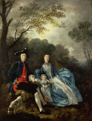 The Artist with his Wife and Daughter, c.1751-2 (oil on canvas)