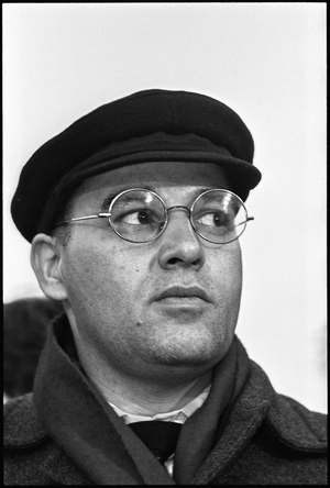 Gregor Gysi at a Party of Democratic Socialism campaign rally, 16th March 1990 (b/w photo)