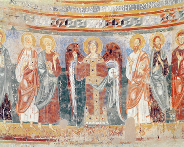 Archangel Michael and two apostles (fresco)