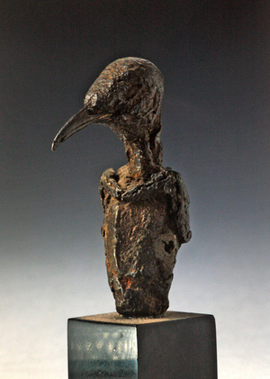 Fledgling bird, cast from nature (brass)