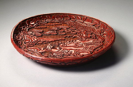 A Carved Cinnabar Dish, late Yuan to early Ming dynasty (lacquered wood) (see also 272177)