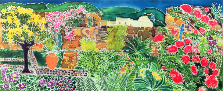 Convent Gardens, Antigua, 1993 (dyes on silk)