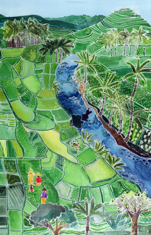 River Agung, Bali, 1996 (dyes on silk)